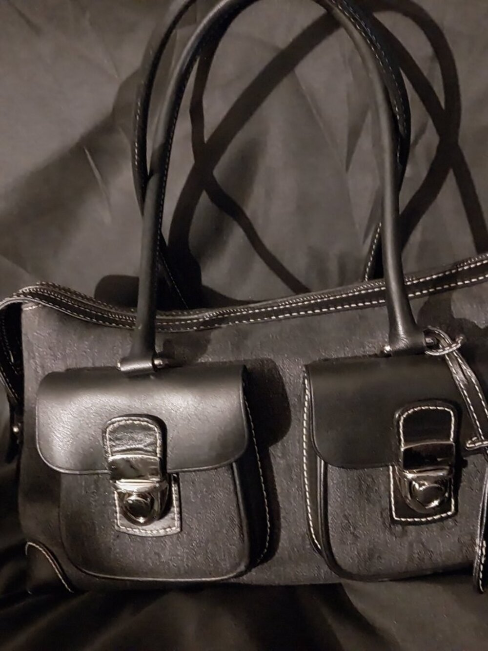 Dooney and bourke signature double pocket satchel